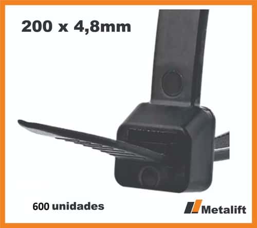 600 Cinta Plástica Abraçadeira Nylon Enforca Gato 20x4,8 Pr