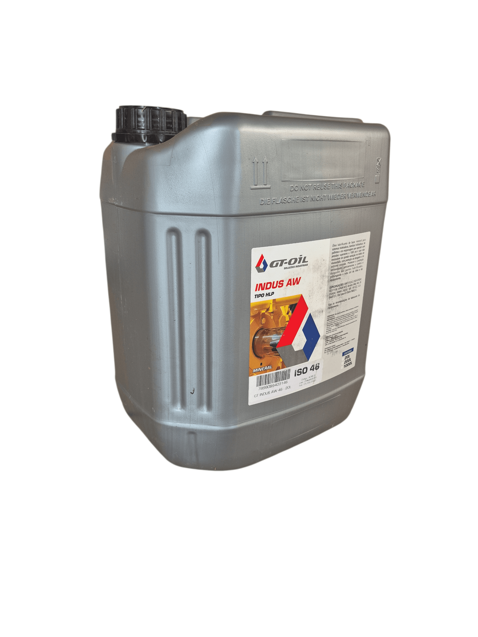 Óleo Hidráulico 46 AW-ISO Mineral Bomba 20 litros GT-OIL