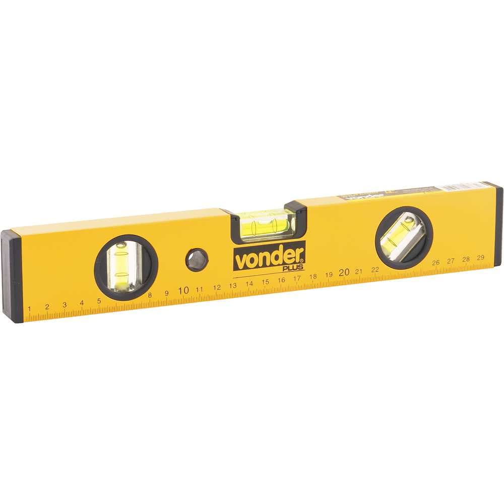 Nível De Alumínio 12 Polegadas 304mm 3 Bolhas Vonder Plus