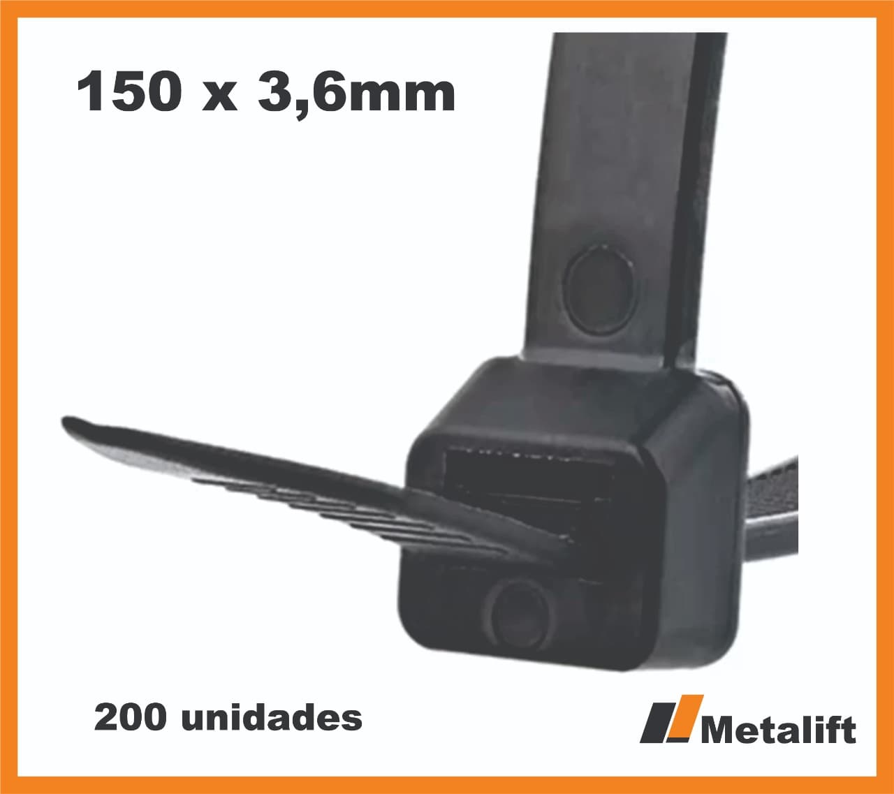 200 Cinta Abraçadeira Nylon Enforca Gato 15cmx3,6 Pt Cor:Preto