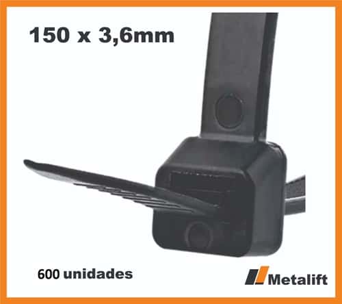 600 Cinta Plástica Abraçadeira Nylon Enforca Gato 15x3,6 Pr